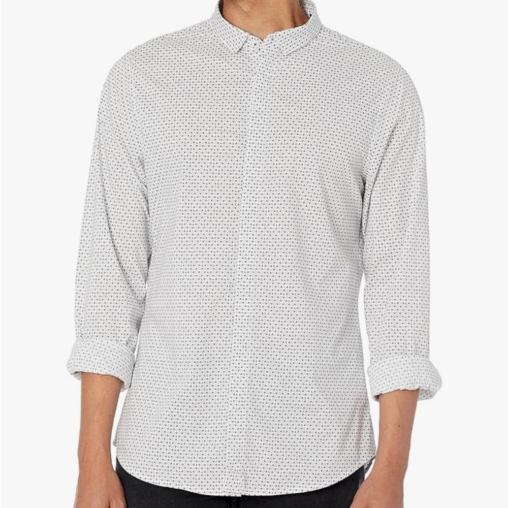 Armani Exchange slim White Casual Button Down long sleeve Shirt xl